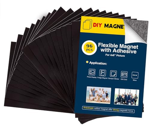 Magnetbögen mit selbstklebender Rückseite für 10,2 x 15,2 cm große Bilder (Großpackung mit 96 Stück), selbstklebende Foto-Magnete für Zuhause/Klassenzimmer/Büro, flexible Magnete für Kühlschrank