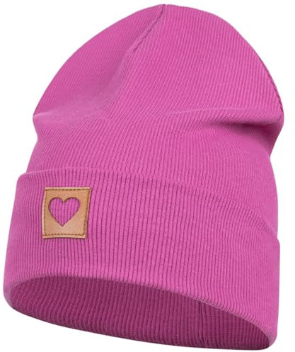 Smarilla Mütze Beanie Mädchen Damen Kinder Übergangsmütze gerippt, Größe: 54-56, Farbe: Fuchsia