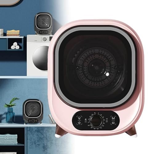 Mini-Elektrischer Tragbarer Wäschetrockner, Tragbarer, Kompakter Frontlader-Wäschetrockner Mit Edelstahlwanne, 450 W, Energiesparend, Schnell Trocknend Für Alle Stoffe, Camping-Reisewohnung,Pink