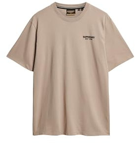 Superdry Herren Luxuriöses, sportliches T-Shirt in lockerer Passform Dunkelbeige Strukturiert L