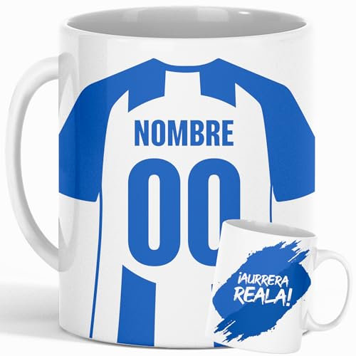 Genérico Taza Personalizada Fútbol La Real | Regalo Original para Aficionados del Fútbol | Taza de Desayuno | Regalo Equipo de Fútbol | Diseño Único y Duradero (R. Sociedad)