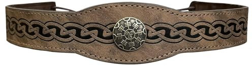 HOEACXY Leder Kreis Kopfschmuck Mittelalter Tiara Kostüm Leder Kreis Renaissance Wikinger Stirnband Krieger Krone LARP für Herren