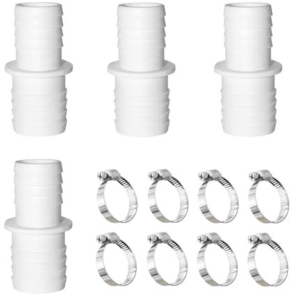 DHWEKU 4Pcs Adaptador de Manguera para Piscina, con 8 Abrazaderas de Manguera Ø 38 mm a 38 m, Manguera Piscina, Adaptador Piscina, Conector para Manguera de Piscina