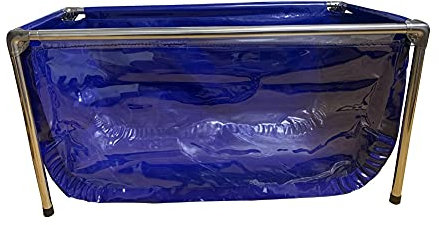 Pealihuy PVC-Plane mit Stahlrahmen für Fischteiche, Lagertank für Aquarien im Freien mit transparentem Sichtfenster und Ablassventil, für im Garten gezüchtete Koi, Goldfisch-Aquarium-Plane
