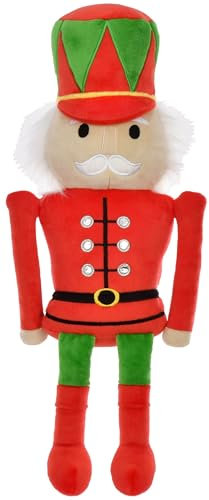 iscream Plüsch-Fleece, 47 cm, Nussknacker, bestickt, akzentuiert, Urlaubskissen, Grün und Rot