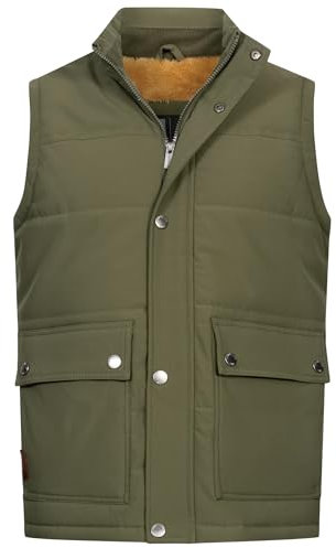 Indicode Herren INBellmil gefütterte Steppweste mit Reißverschluss und Stehkragen | Markenweste für Männer Army, XXL