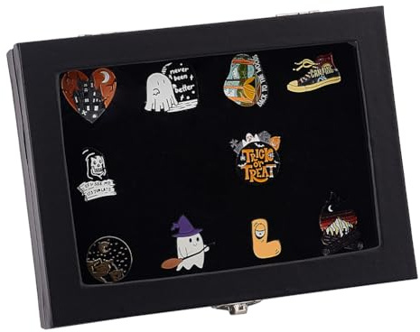 UNICRAFTALE Schwarzer Samt Anstecknadel Vitrine Ring Aufbewahrungsbox Große Schmuck Vitrine Klarem Fenster Schatten Rechteck Box Rahmen Für Medaillen Anstecknadeln Broschen Ohrringe Schmuck Display