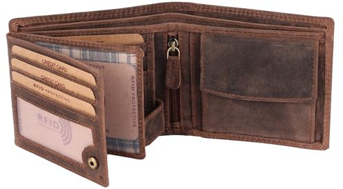Benthill Geldbörse Herren Echt Leder - Portemonnaie mit RFID-Schutz - Männer Geldbeutel - Portmonee, Farbe:Dark Brown (H)