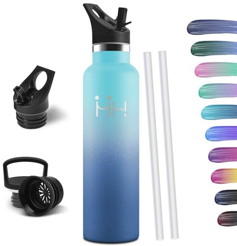 HoneyHolly Bouteille Isotherme 1L, étanche sans BPA, Gourde Isotherme, Double Paroi, Bouteille, 18/8 Acier Inoxydable, Gourde INOX, Bouteille d'eau pour Sport, Randonnée, École, Bureau