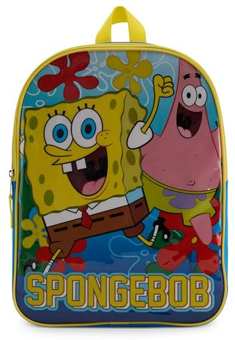 Nickelodeon Rucksack für Kinder, 15 Jahre, Büchertasche für Jungen, gepolsterte Gurte und großes Reißverschlussfach, Spongebob Blau, 15 Inch