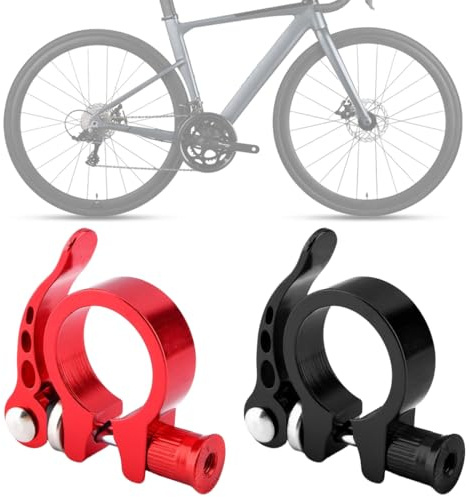 KUMSODE 2 Stück Fahrrad Sattelklemme mit Schnellspanner Aluminium Legierung Sattelklemme 27,2/28,6 mm (Schwarz, Rot, 31.8mm)
