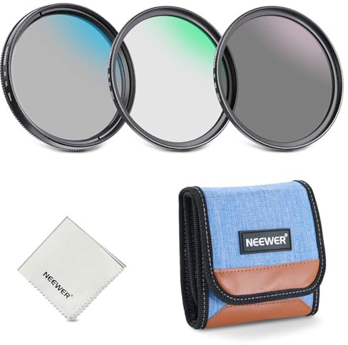 NEEWER 58mm UV/CPL/ND Objektiv Filter Set, UV Schutz + Zirkular Polfilter + Graufilter (ND8) Kameraobjektiv Filterset mit mehrfach beschichtetem optischem Glas, schlankem Rahmen und Aufbewahrungsbox