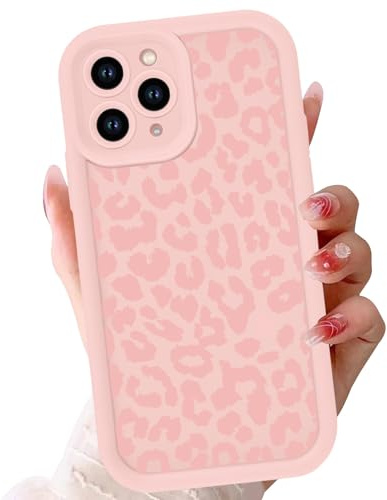 Phoona Leopard Print Case for iPhone 14 Pro 6.1,Cute Aesthetic Design Silicone Soft cheetah print Pattern Phone Cover for Girls, Preppy Shockproof Protective Case for Women, Pink Leopard