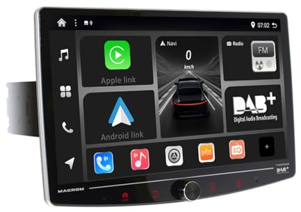 Macrom T1003DAB Monitor da 10.1 pollici con CarPlay & Android Auto wireless con radio RDS e DAB+