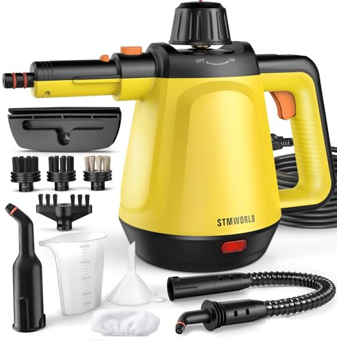 Pulitore a vapore, pulitore a vapore per la pulizia profonda della casa, 10 strumenti 1200 W Pulitore a vapore portatile a vapore naturale per la pulizia di bagni, cucina, finestre, doccia, malta