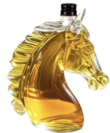 Horse Whiskey Decanter, 350 Ml Clear Glass Horse Head Shaped Whisky Bottle, Drink Dispenser for Fathers, Men, Husbands, Friends, Holidays, Weddings