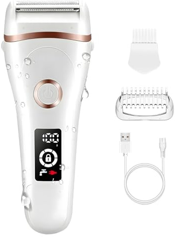 Epilator for Women with Display, Facial Epilator for Women, Rechargeable, Wet and Dry, for Face, Legs, Arms, White