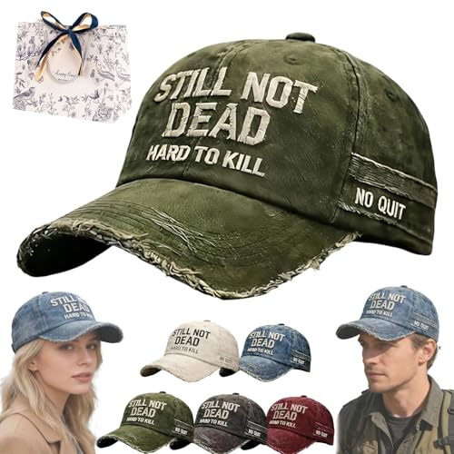 NNBWLMAEE Still Not Dead Cap Hard to Kill Hat - Funny Saying Humorous Baseball Caps, Vintage Dad Hat Break Distressed for Men Women (Army Green)