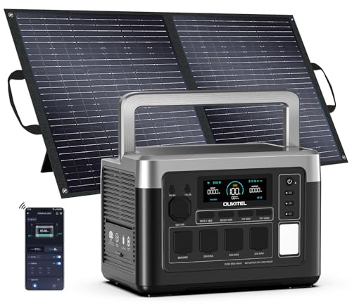 OUKITEL P1000 Plus Stazione Elettrica Portatile 1800W (3600W di Picco), Batteria 1024Wh LiFePO4 Generatore Solare con 1 * 100W Pannello, App, Di Alimentazione per Campeggio, Camper e Domestico
