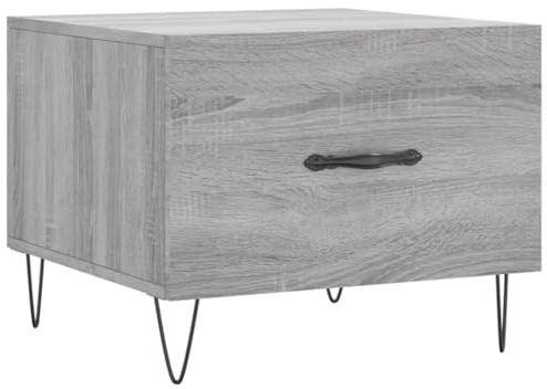 Mhdvray Couchtisch Grau Sonoma 50x50x40 cm - Moderner Beistelltisch aus Holzwerkstoff mit Schublade, Quadratischer Wohnzimmertisch mit stabilen Eisenbeinen für Snacks und Deko
