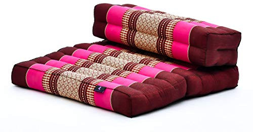 Leewadee Faltbarer Meditationssitz Yoga Sitzkissen platzsparendes universelles Meditationsset ökologisches Naturprodukt, Kapok, 50 x 70 cm, Rotbraun Pink