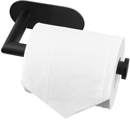 HITSLAM Matt Schwarz Toilettenpapierhalter Ohne Bohren, Klopapierhalter SUS304 Edelstahl für Küche und Badzimmer