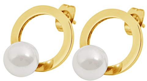 Akzent Wasserfeste Edelstahl Ohrringe Ohrstecker für Damen in Gold, 100% Wasserfest & Hautverträglich
