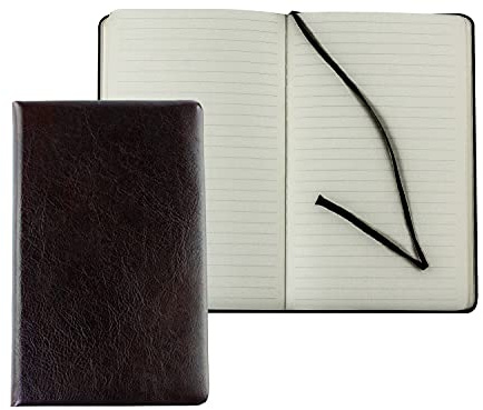 DELMON VARONE - Personalisierbares Notizbuch DIN A5 schmal, gebunden in Premium Vintage Anilin braun - Buch liniert im Hardcover Ledereinband mit Merkband - Geeignet auch als Tagebuch & Reisebuch