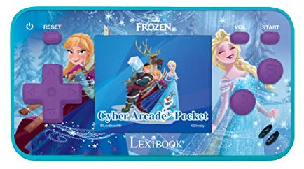 Lexibook La Reine des Neiges Console de Jeux Portable Cyber Arcade Pocket, 150 Jeux, écran LCD, à Piles, Bleu/Violet, JL1895FZ