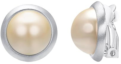 Vogem Perle Ohrclips Damen Ohne Ohrlöcher Runde Süßwasserperle Clip Ohrringe für Frauen Mädchen Hypoallergener Schmuck