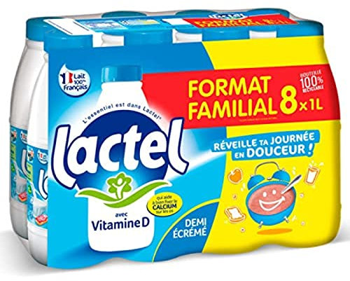 Lait Lactel demi écremé - 8 x 1 L