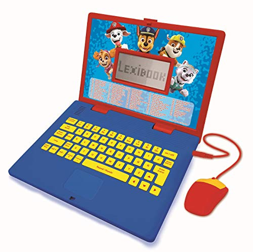 LEXIBOOK JC598PAi2-B Paw Patrol-Educational and Bilingual Laptop Spanish/English-Toy for Child Kid (Boys & Girls) 124 Activities, Learn Play Games and Music with Chase Marshall-Red/Blue