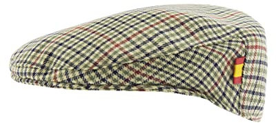 Españolitas Gorra Bandera de España. Fabricación Nacional y Artesanal. Boina (L, Cuadros)