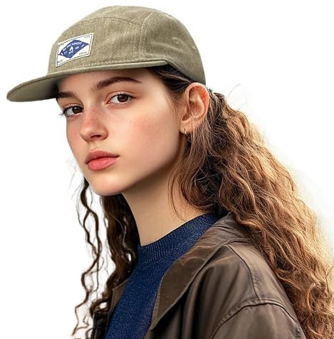 Clakllie Snapback-Hüte für Herren Flache Krempe 5 Panel Camp Cap Hip-Hop-Baseballkappe Outdoor Sport Kappe Trucker Cap Baumwolle Basecap,5P02-Khaki