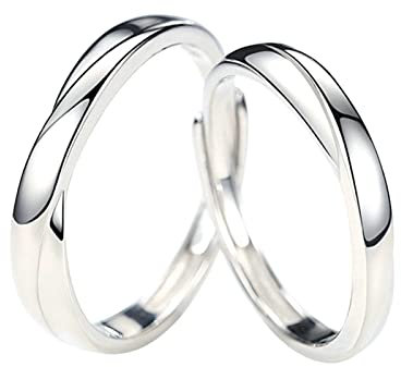 ANAZOZ Trauringe Paarpreis Günstig Silber 925, Partnerringe mit Gravur Eheringe Verstellbar Polierter Wellenring