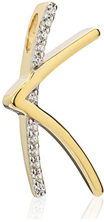 NKlaus Buchstabe K Kettenanhänger 333 Gelb Gold Bicolor 17x9mm mit Zirkonia Alphabet 8864