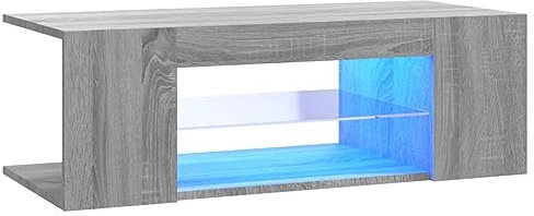 vidaXL Stylish TV Cabinet with RGB LED Lights, Grey Sonoma Finish, Engineered Wood Media Unit, Ample Storage, Easy Assembly – Dimensions: 90x39x30cm