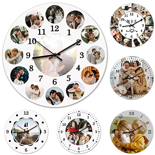 ＨＡＯＡＮＧＺＨＥ Horloge Murale PersonnaliséE, Personnalisées Horloge Murale avec Photo Text, Horloge Murale de Cuisine/Chambre/Salon/Bureau, Horloge Murale Décorative