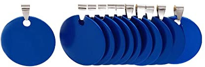 NanTun Runde Aluminium-Erkennungsmarken, DIY gravierte Katzen- und Hundemarken, personalisierte Haustier-Identitätsnamen, leere Hundemarke zum Selberschnitzen, Durchmesser 3 cm, blau, 30 Stück