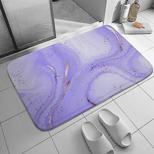 Badezimmerteppiche, goldener Glitzer, lila Marmorierung, rutschfeste Badematte, waschbare Fußmatte für den Innenbereich, Küchenteppiche, Läuferteppich für Badezimmer, Zuhause, Büro, Wohnzimmer, 61 x
