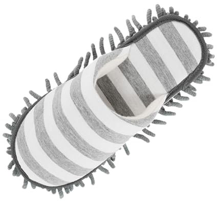 predolo Mopp-Slipper-Schuhe, Staub-Hausschuhe, Boden-Hausschuhe, Hausschuhe für Küche, Damen und Herren, grau