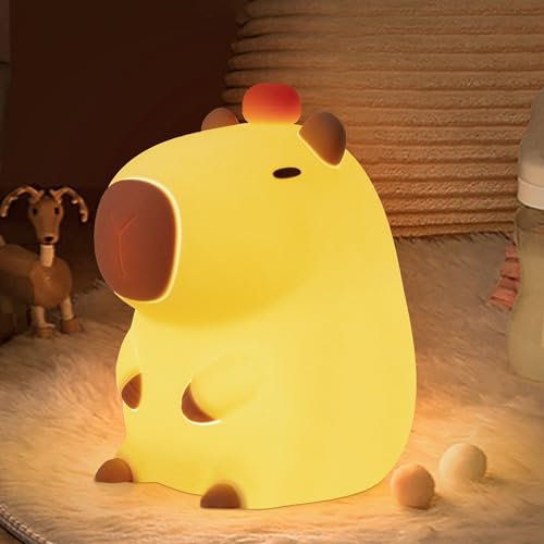 CoolGift Mart Capybara Gifts, Cute Animal Silicone Night Light Touch Control & Timer, USB Rechargeable, Ideal for Breastfeeding, Reading, Working & Sleep for Baby, Kids, Teens & Adults
