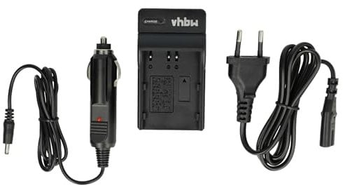 vhbw Ladegerät kompatibel mit Pentax K20D, K10D Kamera Camcorder/Akku - Ladeschale, Kfz-Adapter, Ladestandsanzeige