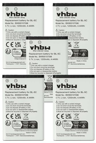 vhbw 5X Akku kompatibel mit Agfeo DECT 60, DECT 60 IP Handy Smartphone Telefon (1200 mAh, 3,7 V, Li-Ion)