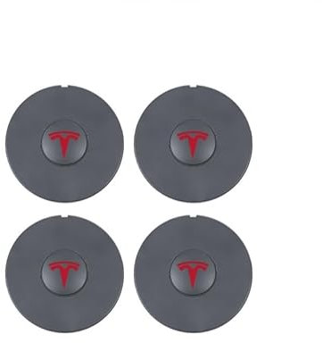 SANSHAOS 4 Stück Auto Radnabenkappen für Tesla Modell 3 Highland 2024,Nabendeckel Felgendeckel Wasserdicht Staubdicht Radmittenabdeckung für Dekoration von Automobilen Rad,Red