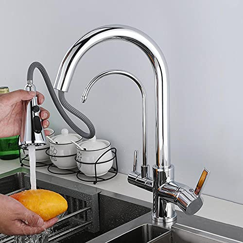 3 carreteras cocina grifo con filtro de agua Way 3 maneras filtro marcas escaleras fuera cocina grifo 3 spray moda fregadero mezclador grifo de bebida purificador agua cepillo níquel