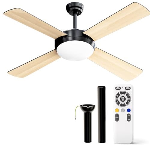 116cm Ventilatore da Soffitto con Luce, Lampadario Ventilatore da Soffitto con Timer, Luminosità e Temperatura Colore Regolabili, Plafoniera Ventilatore Soffitto, Silenzioso Ceiling Fan