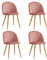 DEYARNA HOME Set di 4 Sedie da Pranzo in Velluto, Sedia da Cucina Moderna Imbottita con Gambe in Metallo, Sedie del Medio Secolo per Sala da Pranzo, Cucina, Soggiorno (Rosa)