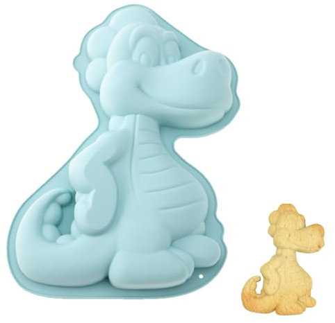Molde Pastel Dinosaurio 3d, Molde de dinosaurio azul para hornear cumpleaños infantil, Molde Hornear Dinosaurio 3d, molde de silicona para tartas, helado, chocolate, pan, postre, pudín sin BPA