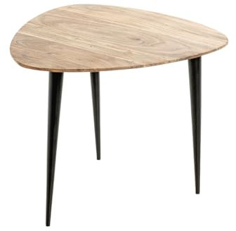 HAKU Möbel Beistelltisch, akazie, schwarz, Massivholz, Metall - Maße: B 55 x H 46 x T 55 cm, Style: Modern